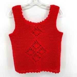 Hand crocheted vintage red sweater vest